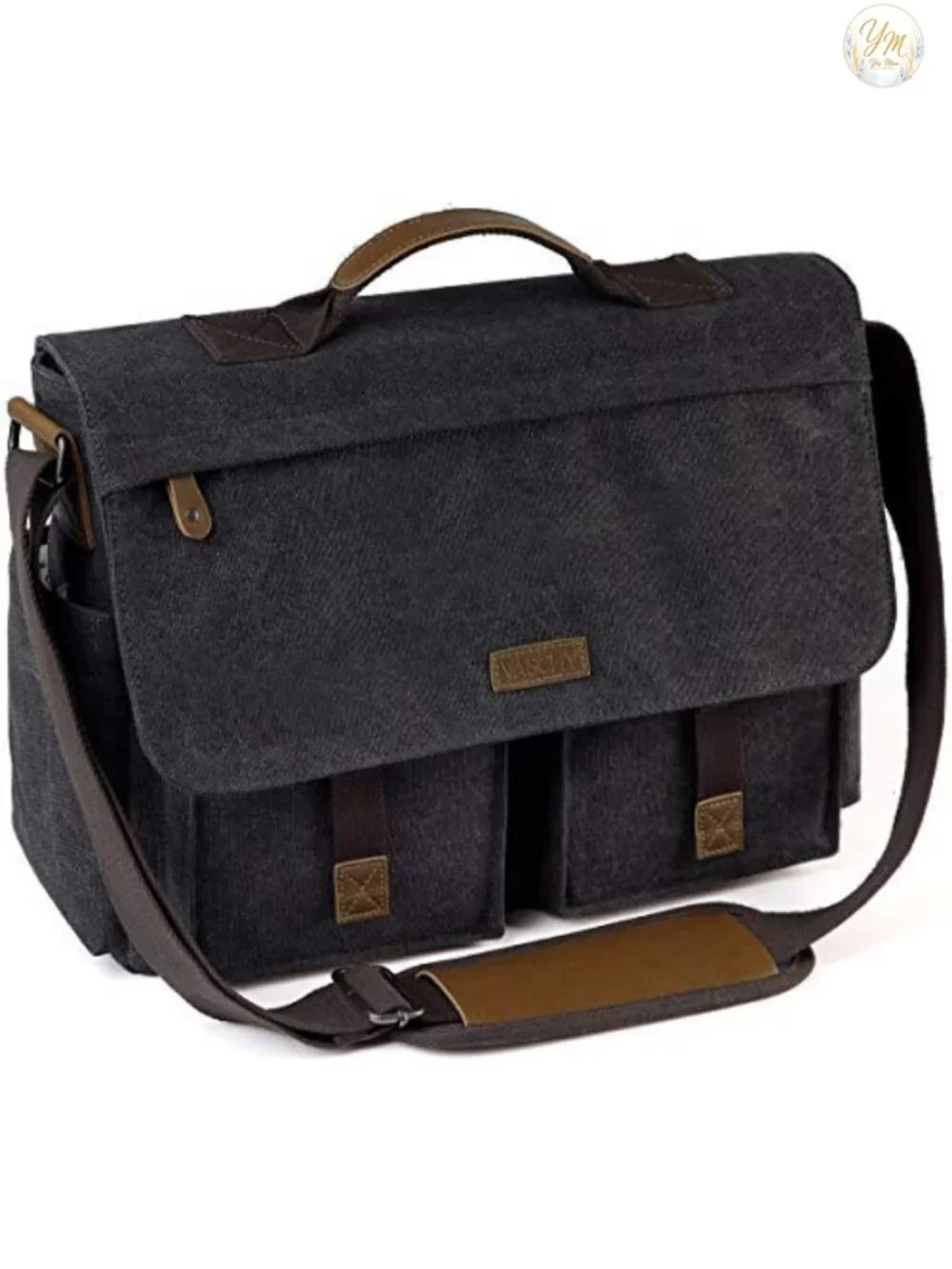 Vintage Water Resistant Canvas Laptop Messenger Bag for Men 15.6